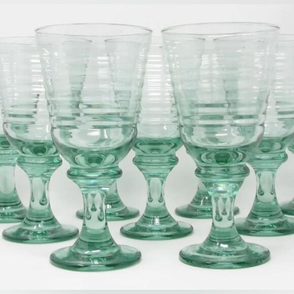 Libby Glass Company Sirrus Water Goblets Glasses Set 2 Insulator Vintage Green - Picture 8 of 8